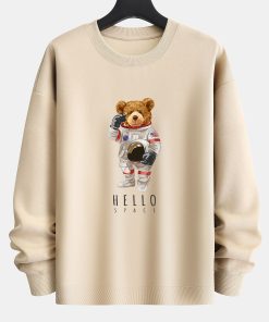 Astronaut Bear Print Relax Fit Sweatshirt
