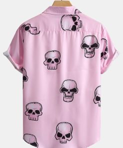Skull Print Button Up Shirt