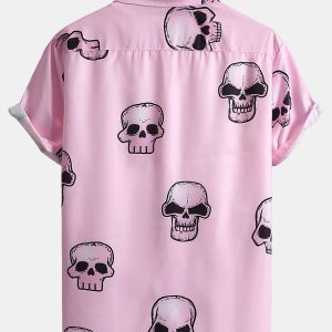 Skull Print Button Up Shirt