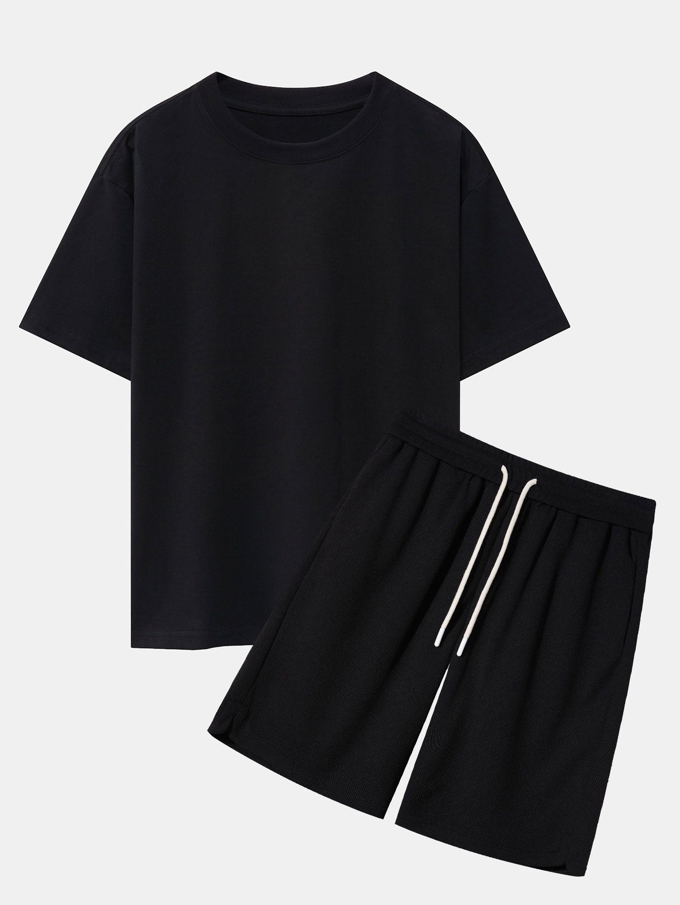 Heavy Weight Oversize T-Shirt & Loose Fit Drawstring Waffle Shorts - Image 13