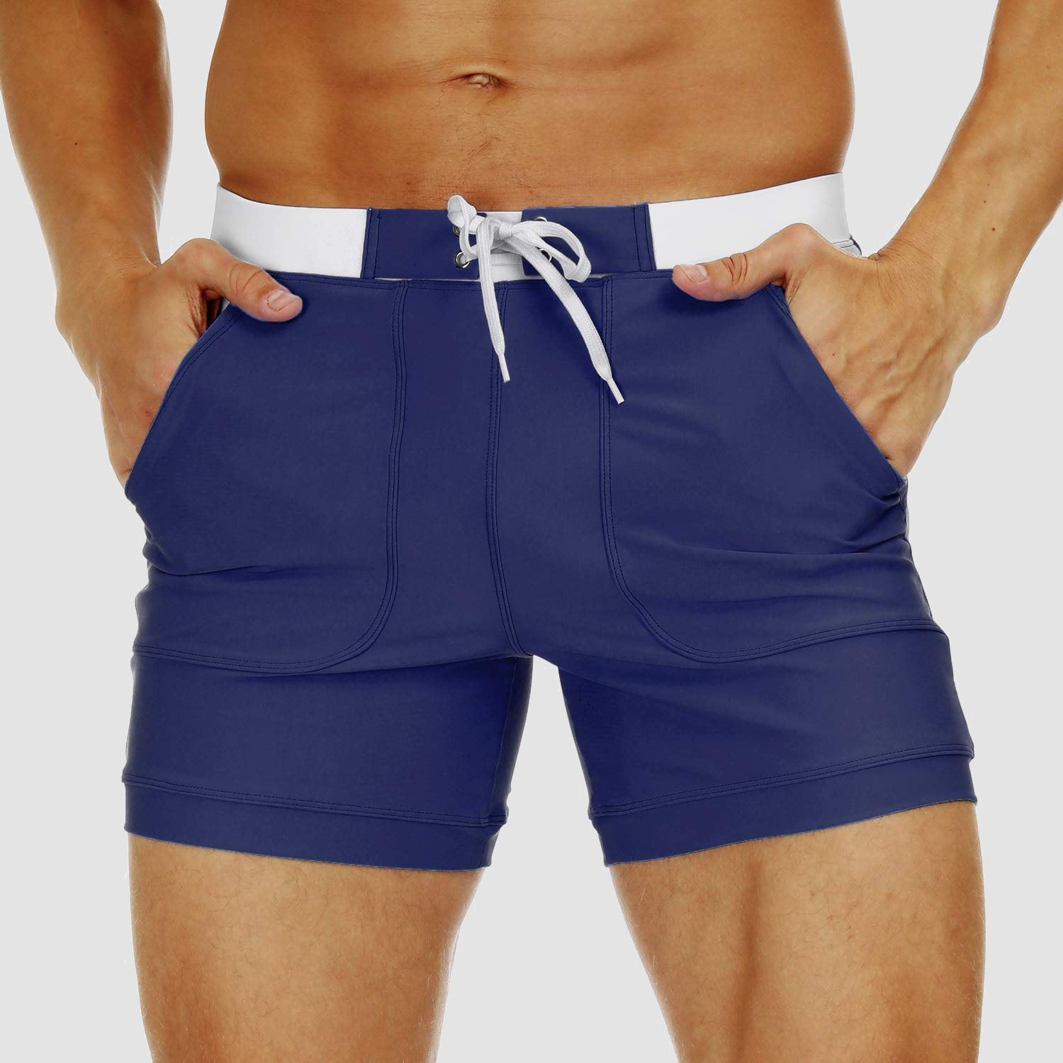 Men's Swim Trunks Square Leg with Pockets Mesh Lining Beach Shorts Underwear - Image 2
