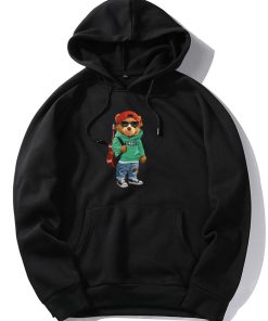 Guitar Bear Print Hoodie