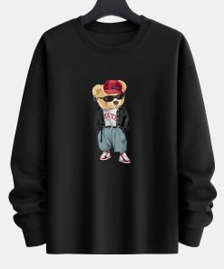 Cool Style Bear Print Relax Fit Sweatshirt
