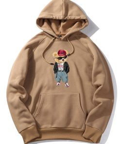 Hip Hop Style Bear Print Hoodie