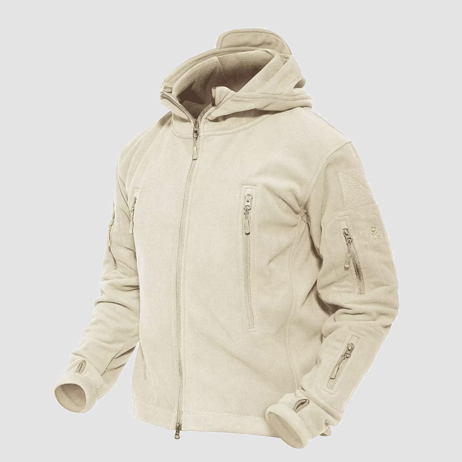 Men's Hoodie Fleece Jacket with 6 Zip-Pockets Warm Winter Jacket Military Tactical Jacket - Image 11