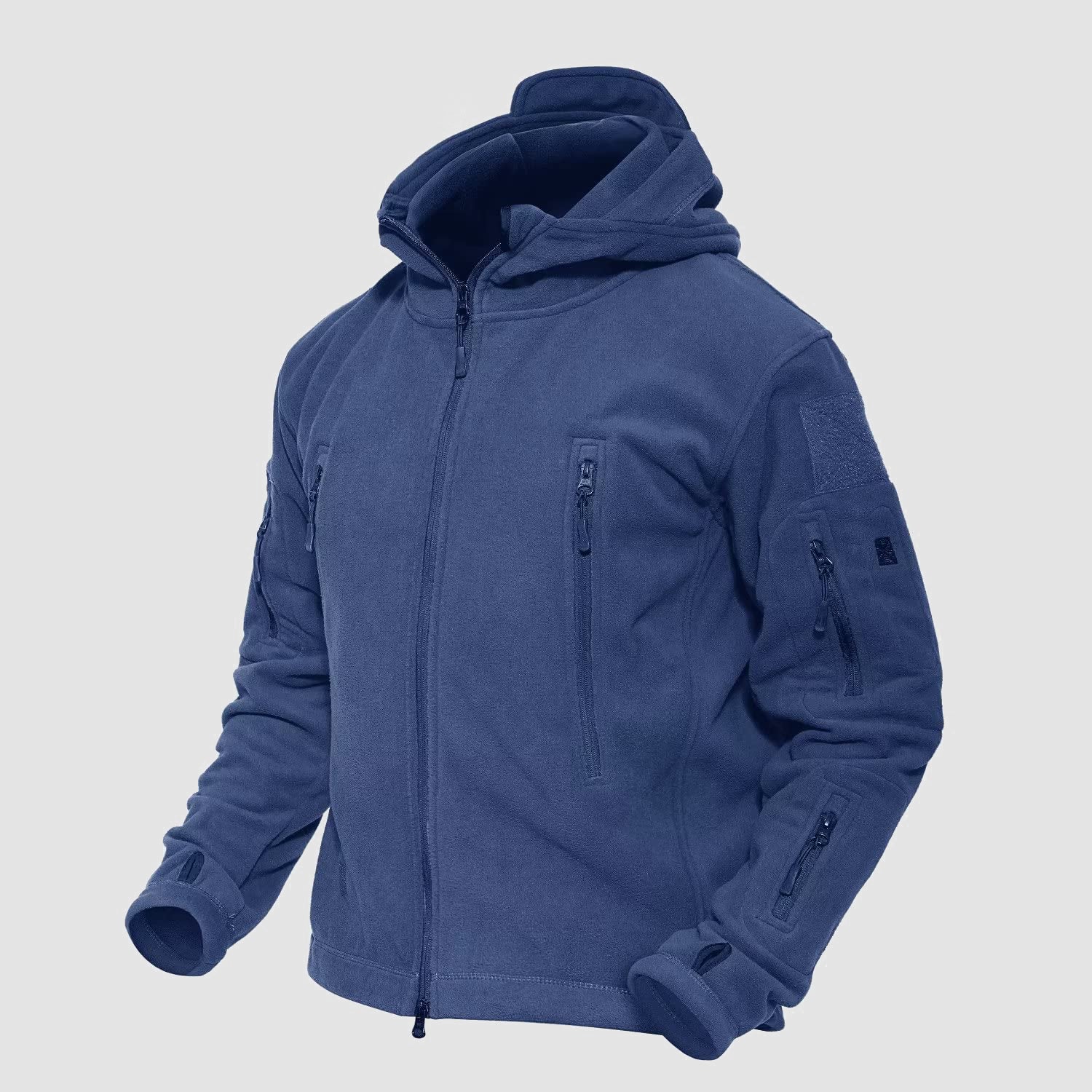 Men's Hoodie Fleece Jacket with 6 Zip-Pockets Warm Winter Jacket Military Tactical Jacket - Image 4
