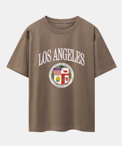 Los Angeles Coat Of Arms Print Drop Shoulder Oversize T-Shirt