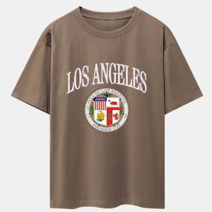 Los Angeles Coat Of Arms Print Drop Shoulder Oversize T-Shirt