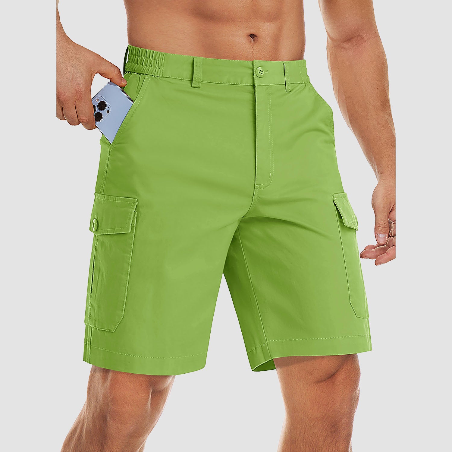 Men's Cargo Shorts with Multi Pockets for Work Elastic Waist Casual Cotton Shorts - Image 5