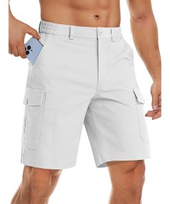 Men's Cargo Shorts with Multi Pockets for Work Elastic Waist Casual Cotton Shorts