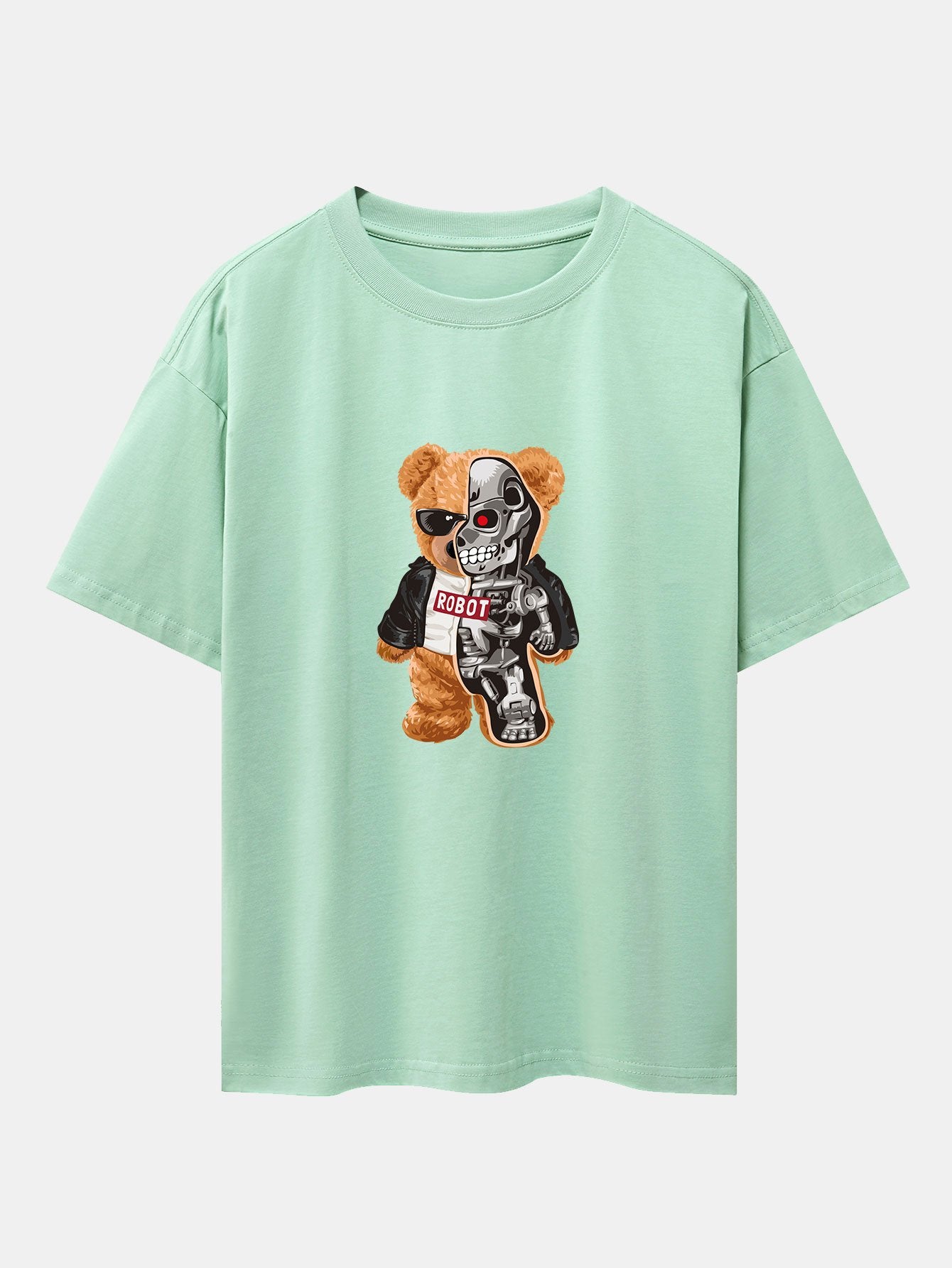Robot Bear Print Heavy Weight Oversize T-Shirt - Image 4