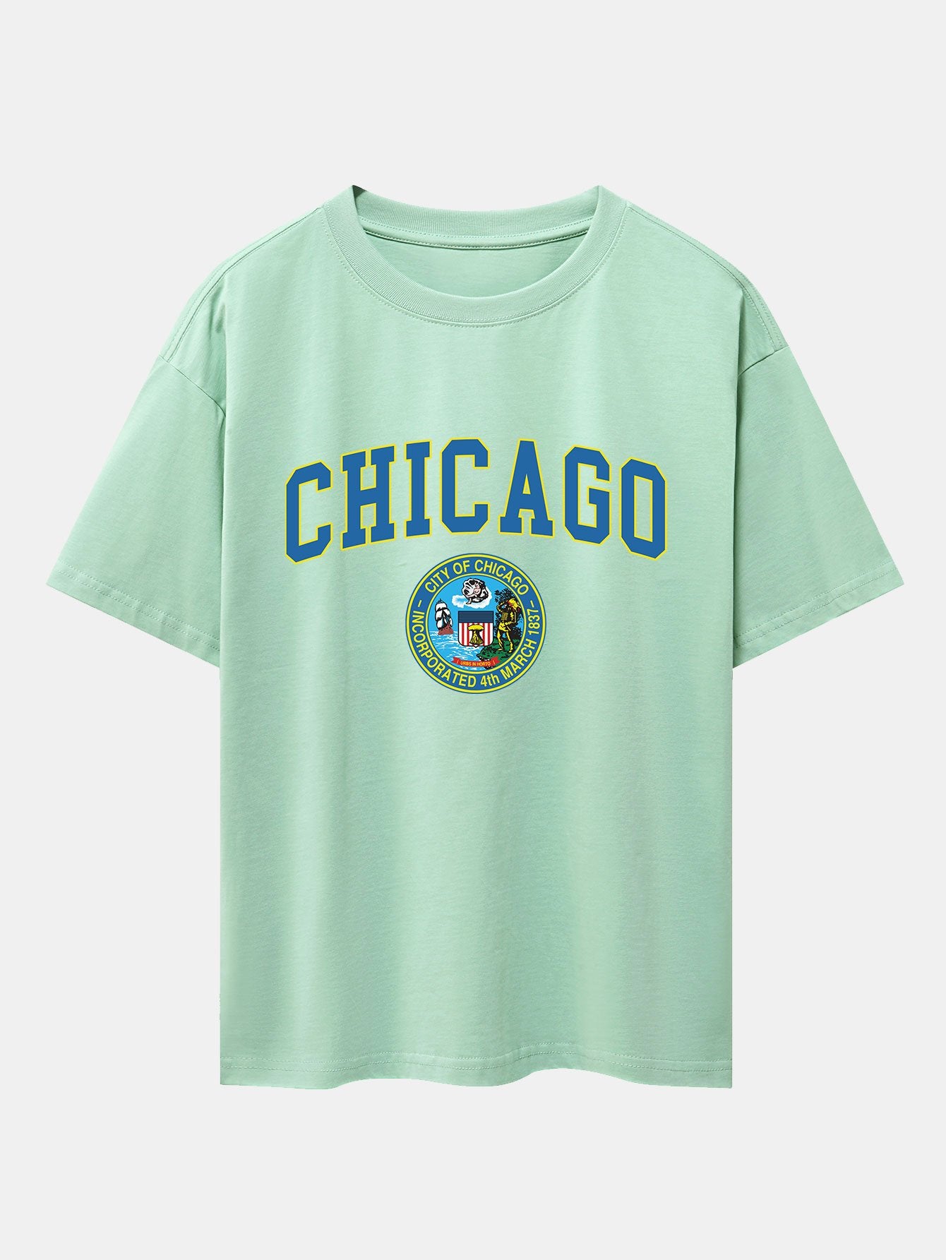 Chicago Coat Of Arms Print Drop Shoulder Oversize T-Shirt - Image 5