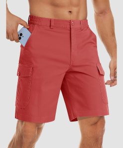 Alternative view of Men's Cargo Shorts with Multi Pockets for Work Elastic Waist Casual Cotton Shorts