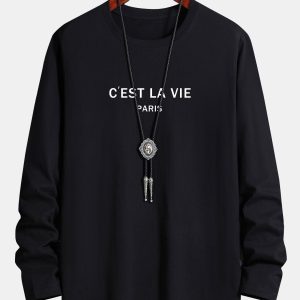 Long Sleeve Paris Print Cotton T-Shirt