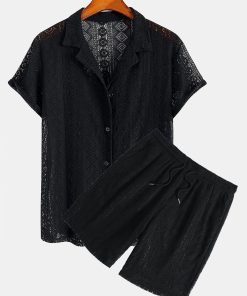 Geometry Textured Cuban Shirt & Shorts