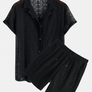 Geometry Textured Cuban Shirt & Shorts