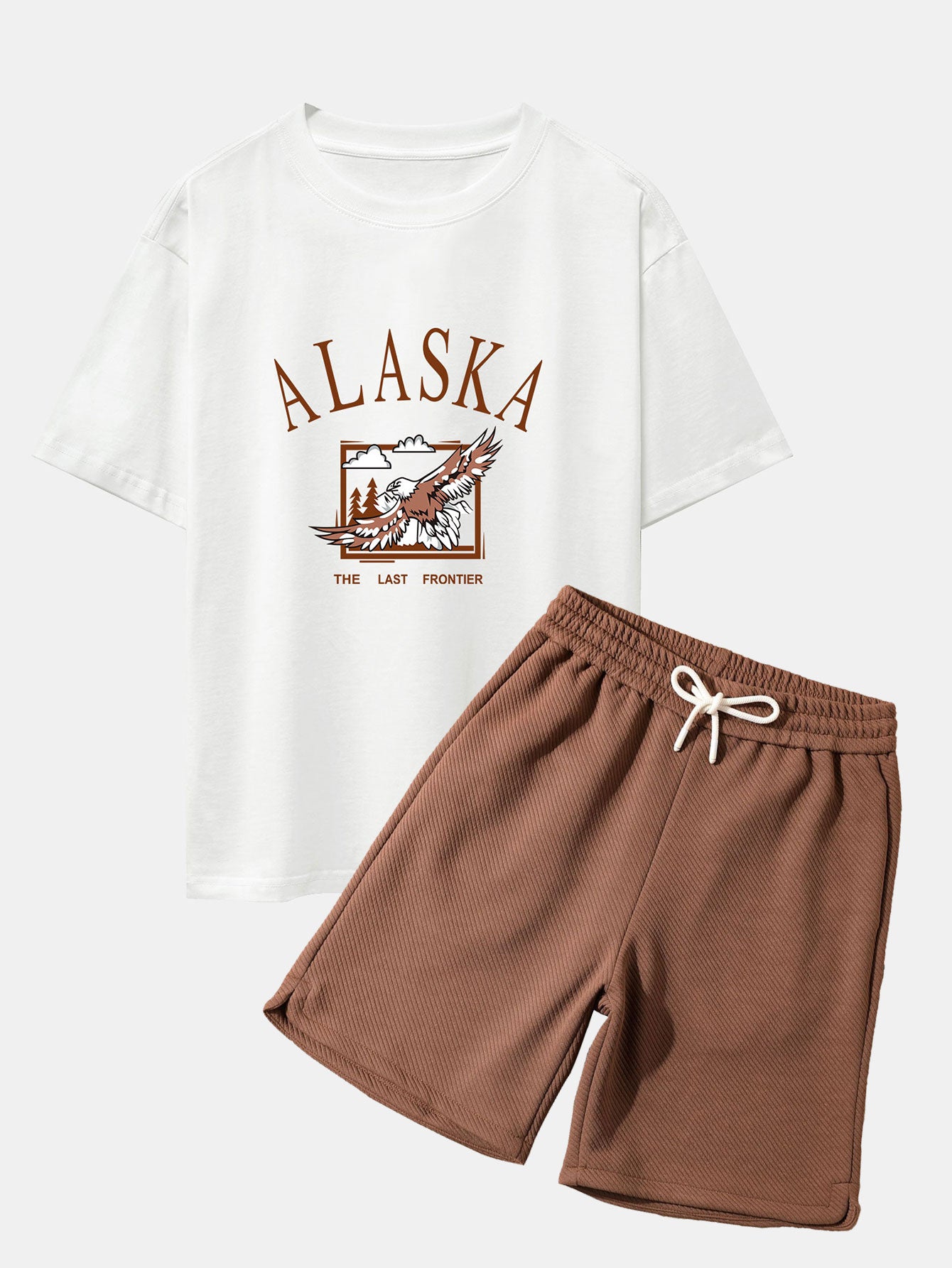 Alaskan Eagle Print Heavy Weight Oversize T-Shirt & Twill Jacquard Shorts - Image 3
