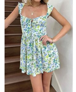 Floral Print Mini Cake Dress