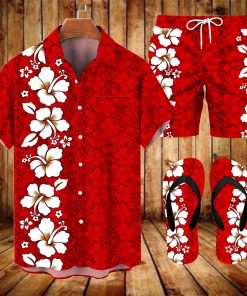 Suitmens Men's Men's Tiki Style Hawaiian Vacation Print Three-Piece Set 031