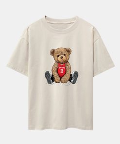 New York Bear Print Drop Shoulder Oversize T-Shirt