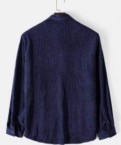 Corduroy Color Block Patchwork Shirt