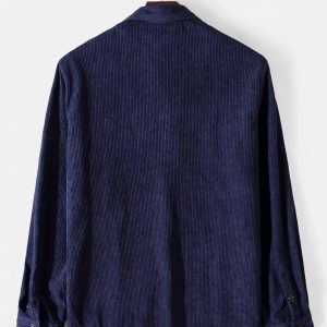 Corduroy Color Block Patchwork Shirt