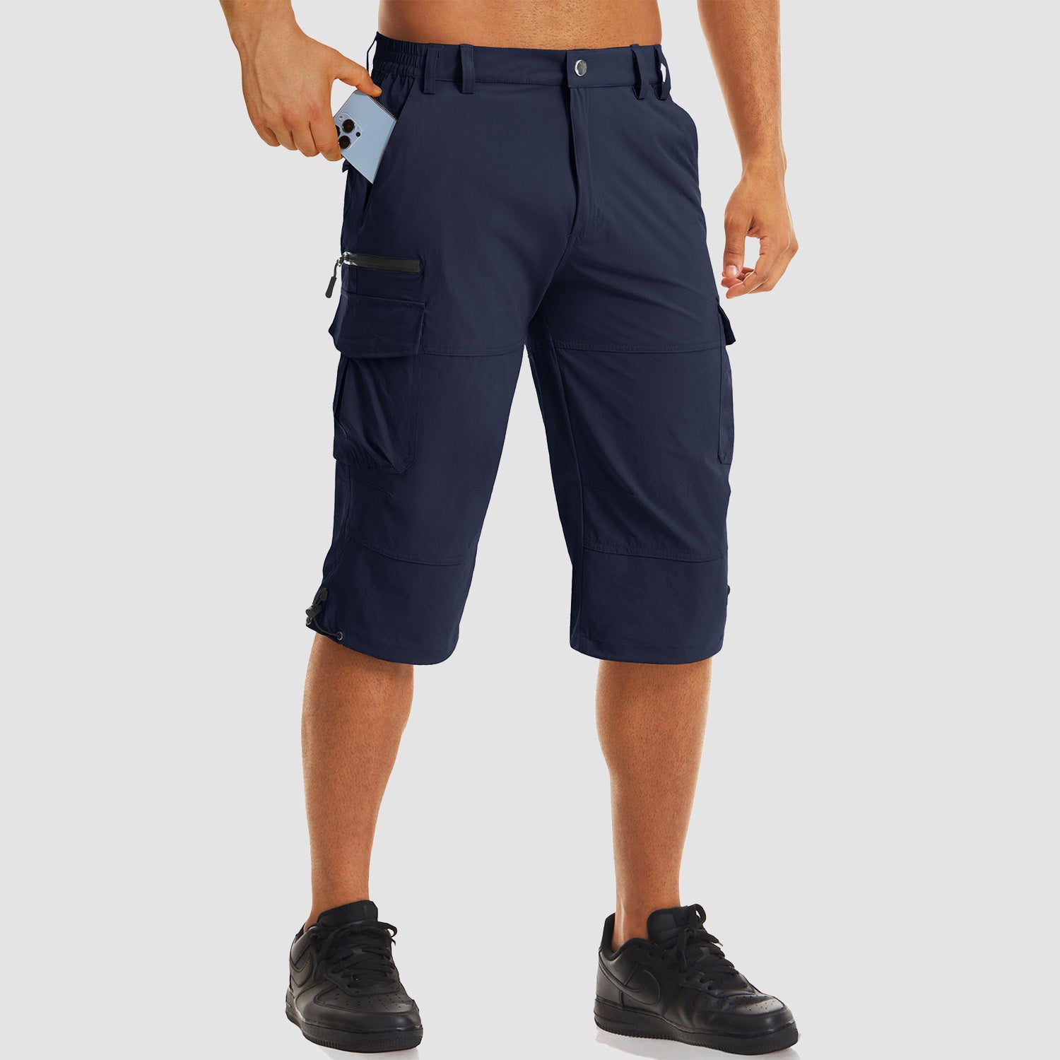 Men's Workout Gym Shorts with 7 Pockets Quick Dry 3/4 Capri for Hiking - Image 4