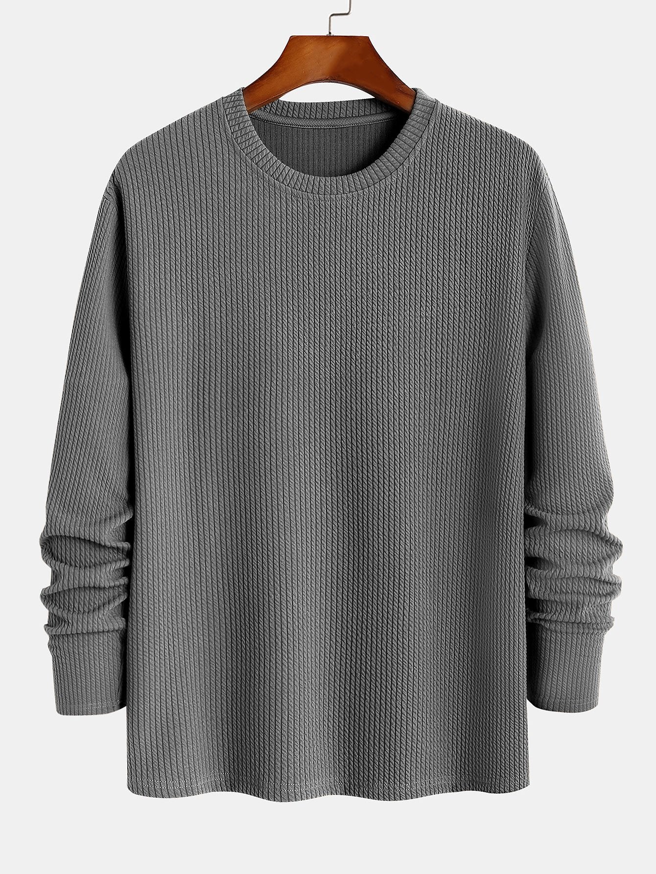 Long Sleeved Muscle Fit Ribbed T-Shirt - Image 4