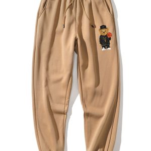 Basketball Bear Print Jogger Pants