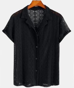 Alternative view of Geometry Textured Cuban Shirt
