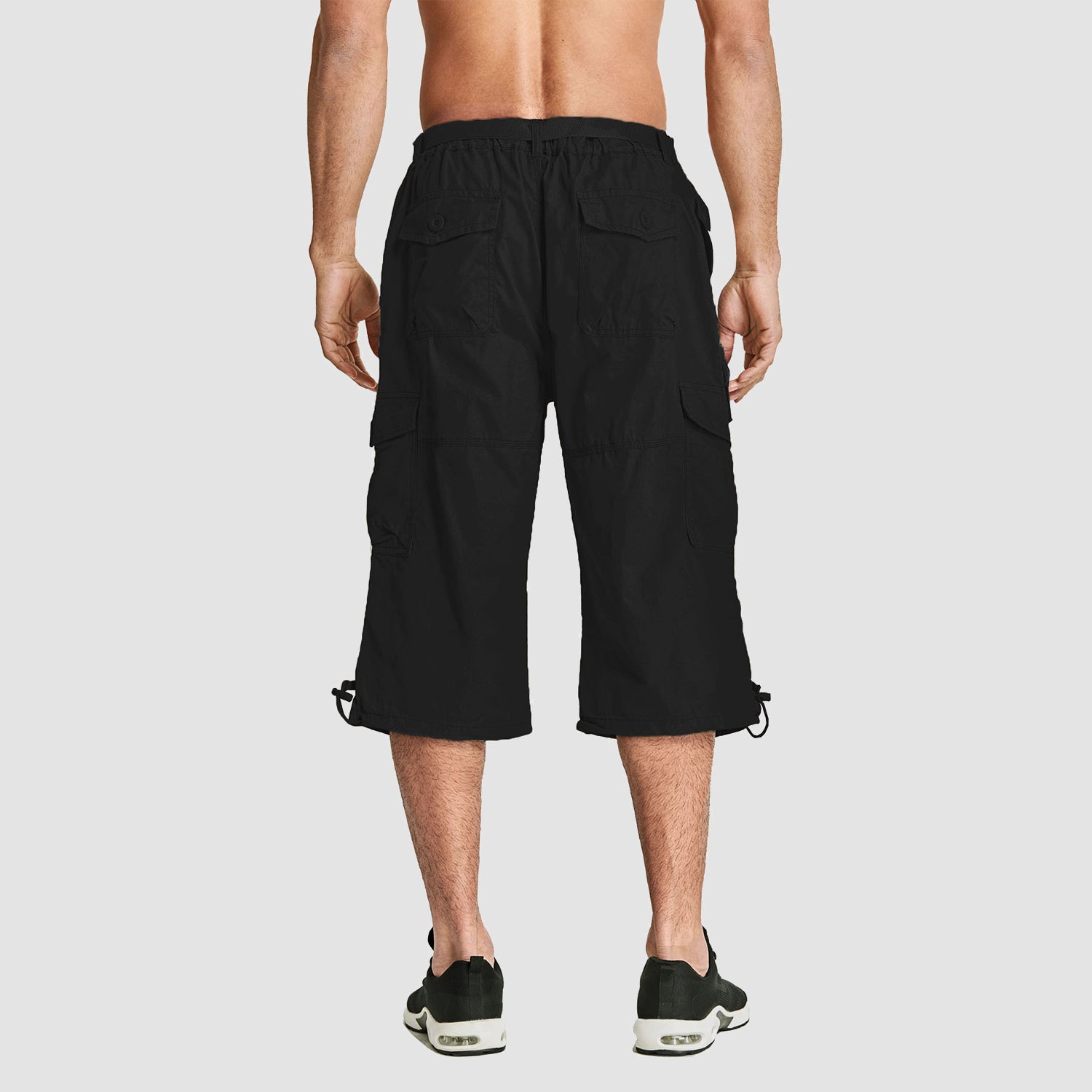 Men Summer Casual 3/4 Long Cargo Shorts Twill Cotton Elastic Waist Multiple Pockets Comfortable Capris Trousers - Image 7