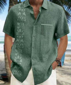 Tropical Floral Print Short Sleeve Casual Shirt