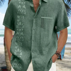 Tropical Floral Print Short Sleeve Casual Shirt