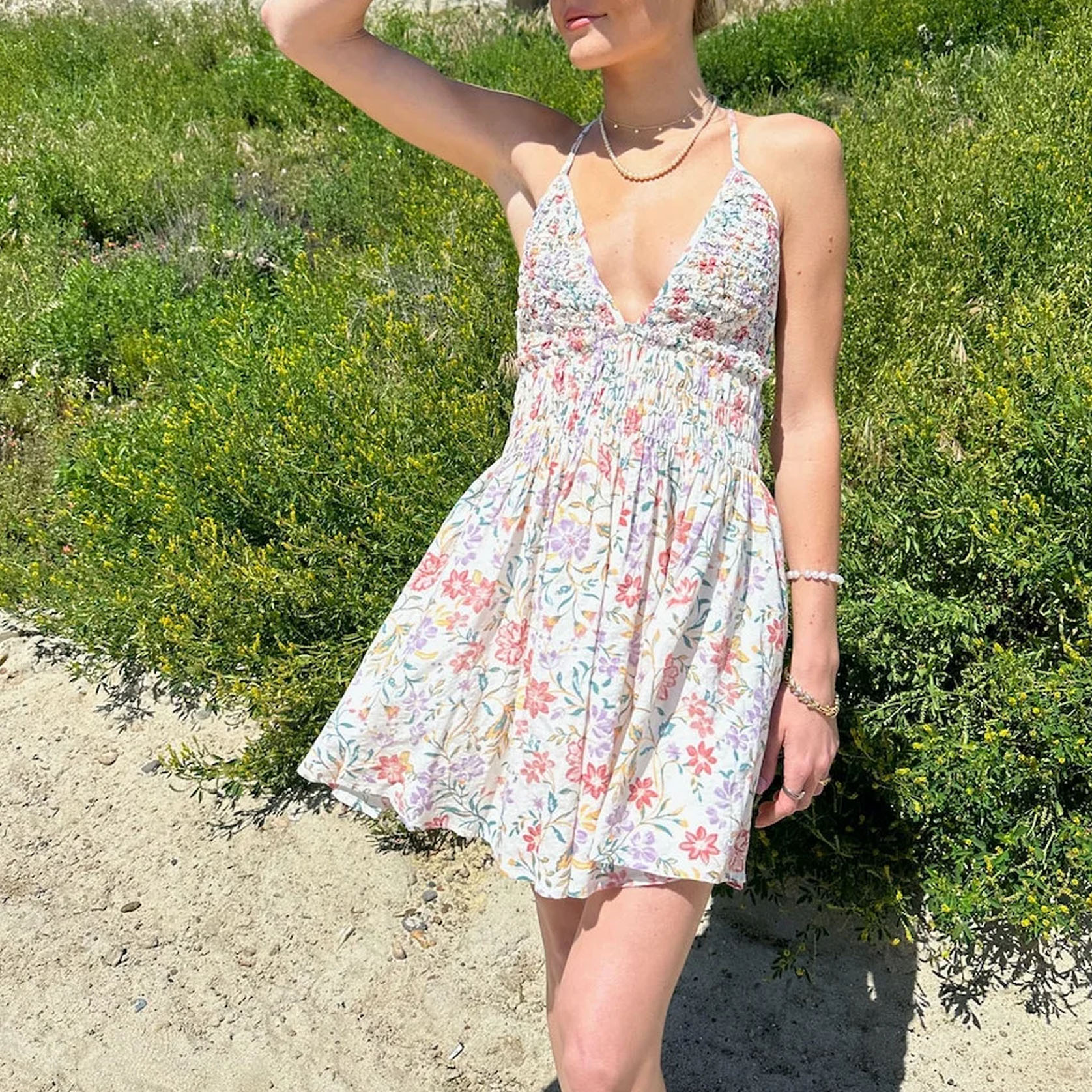 Seaside Floral Strap Mini Dress - Image 6