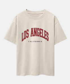 Alternative view of Los Angeles Print Drop Shoulder Oversize T-Shirt & Corduroy Shorts