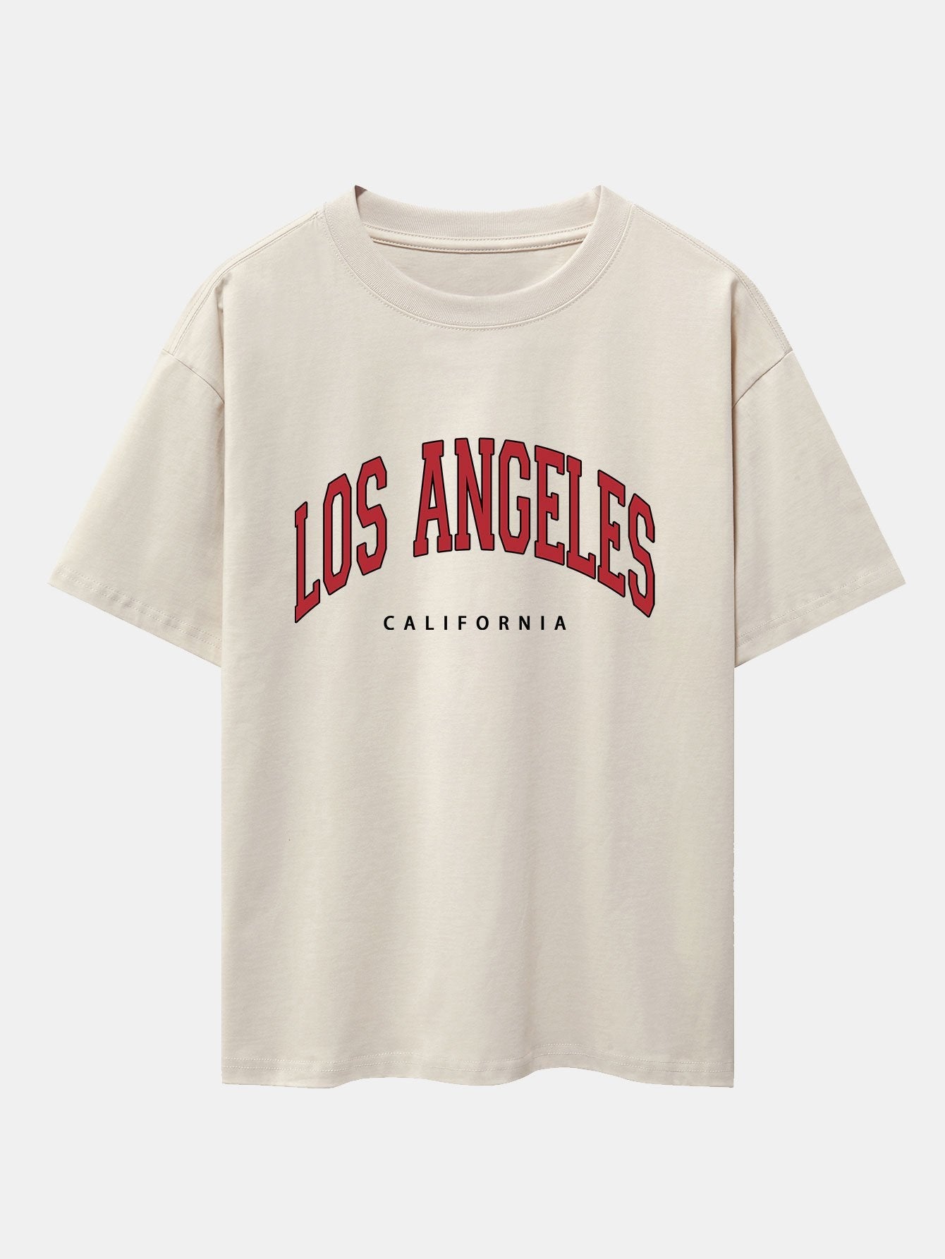 Los Angeles Print Drop Shoulder Oversize T-Shirt & Corduroy Shorts - Image 2
