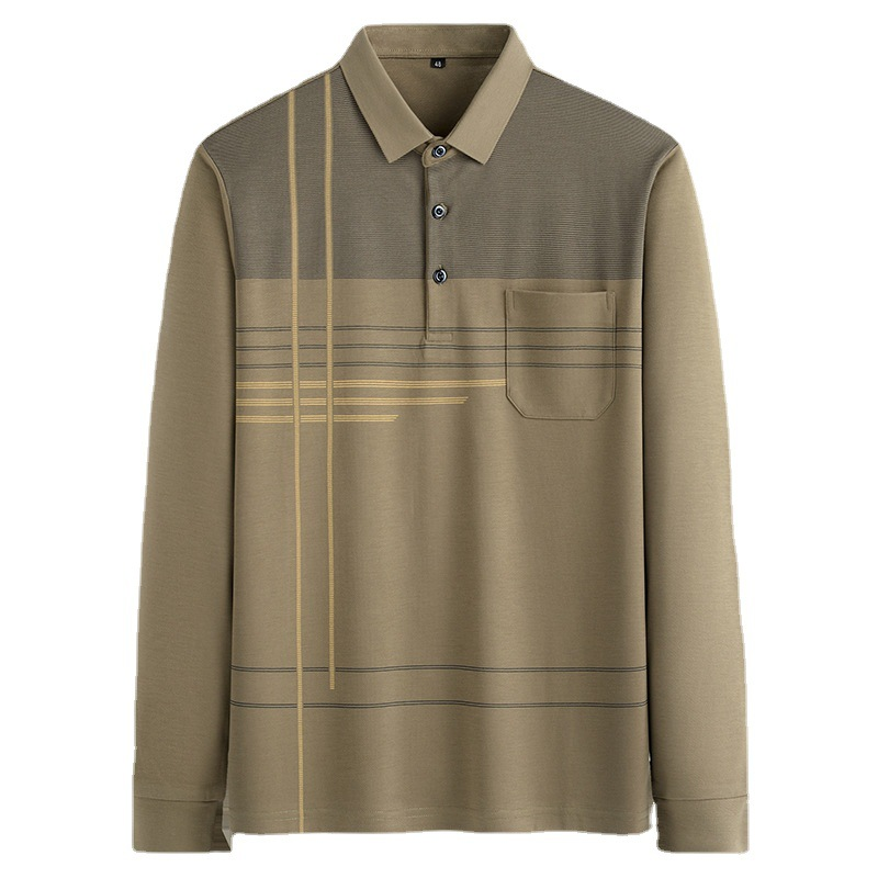 Men's Long Sleeve Pocket Long Sleeve POLO Shirt 002 - Image 2