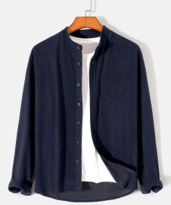 Alternative view of Long Sleeve Stand Collar Corduroy Shirt