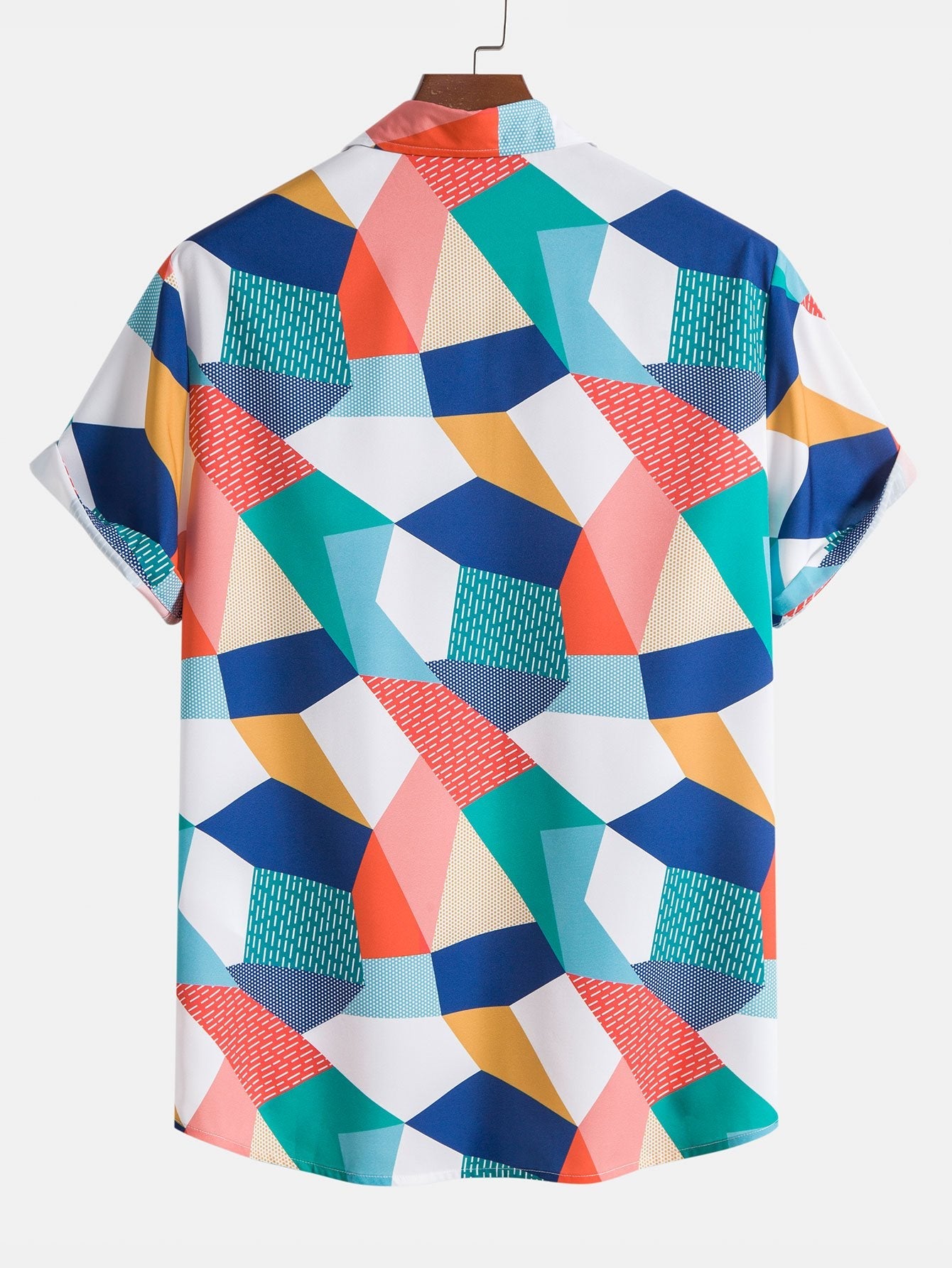 Color Block Geometric Print Shirt & Swim Shorts - Image 3