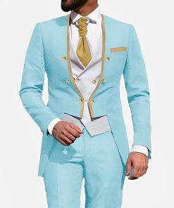 Dressy Solid Color Double Breasted Plus Size Blazer & Blazer Vest & Pants 3Pcs Set