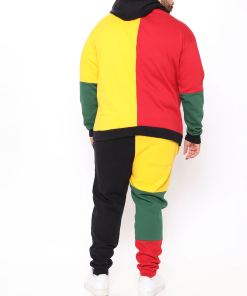 Men's Colorblock Print Hoodie Set