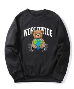 Worldwide Bear Print Raglan Sleeves Sweatshirt