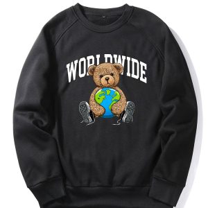 Worldwide Bear Print Raglan Sleeves Sweatshirt