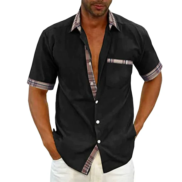 EvalonrealmTM Men's Casual Plaid Collar Button Summer Shirt - Image 6
