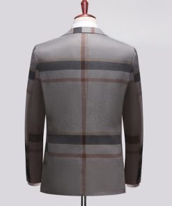 Alternative view of Business Plaid Print Lapel Collar Blazer & Blazer Vest & Pants 3pcs Set