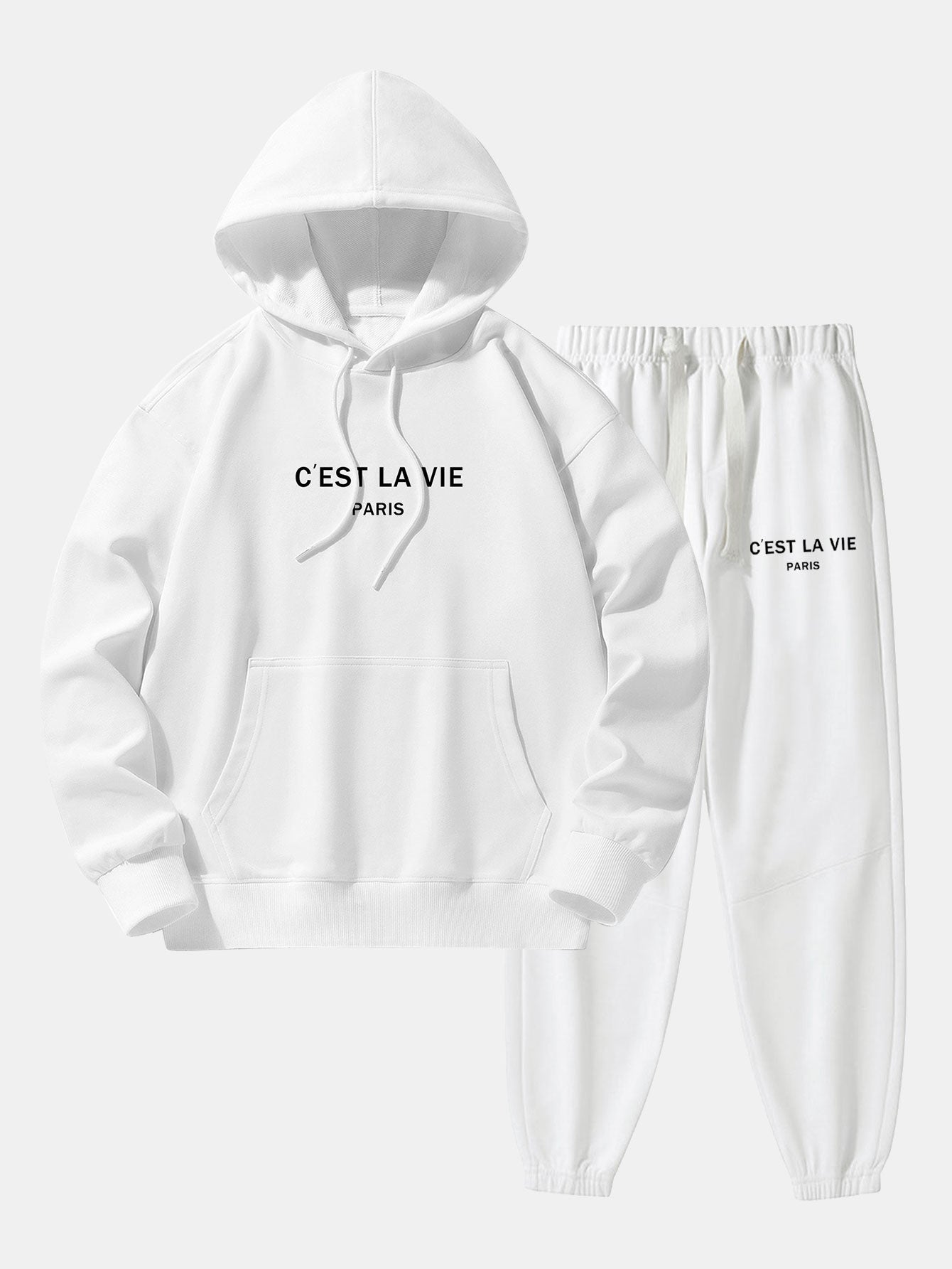 Paris Print Cotton Blend Hoodie & Jogger Pants - Image 3