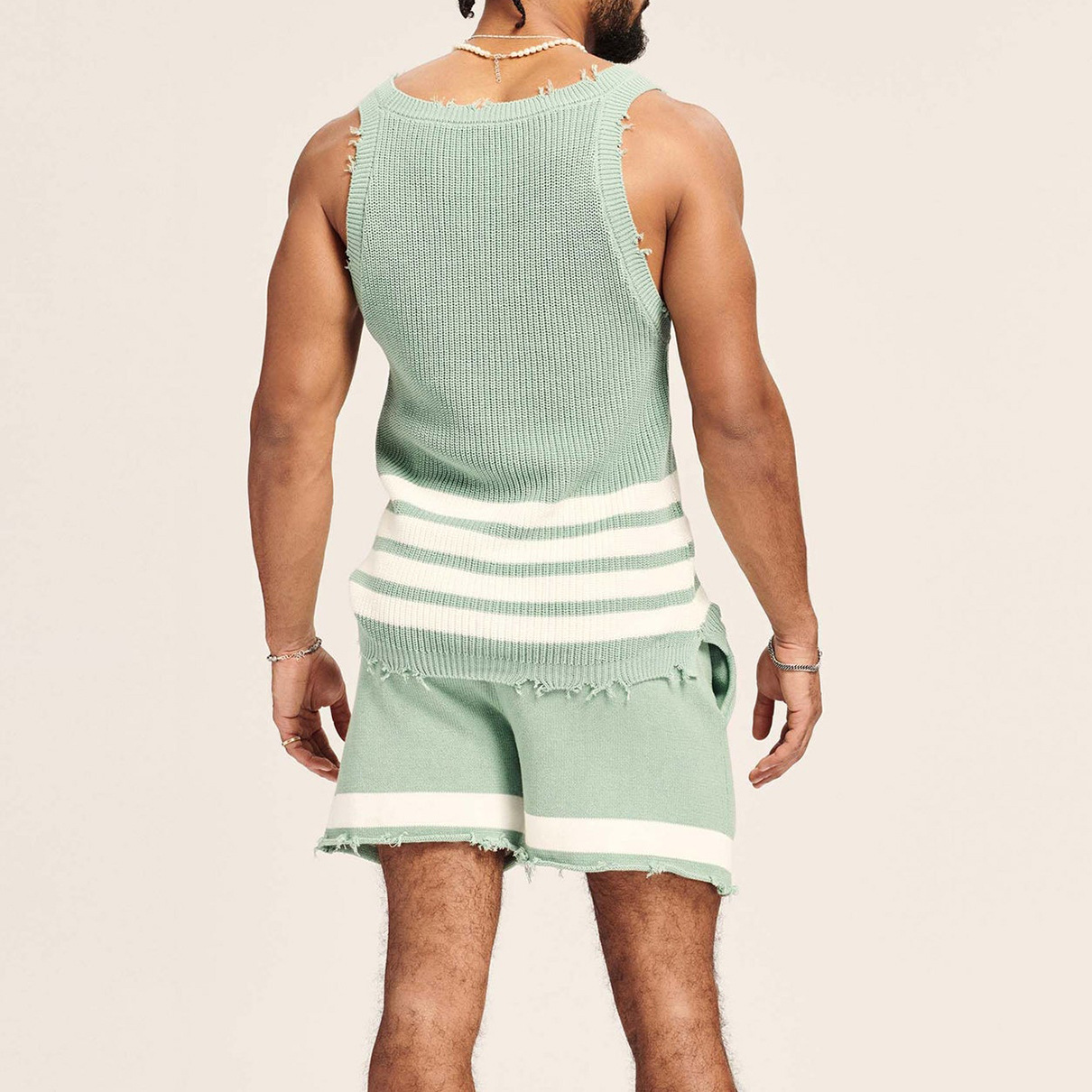 Suitmens Men's Casual Knit Sleeveless Athletic Shorts Set 02 - Image 2