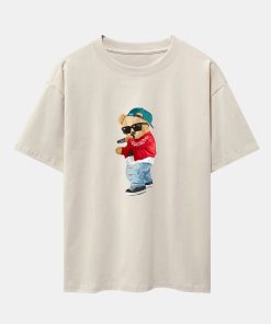 Alternative view of Hip Hop Singer Bear Print Heavy Weight Oversize T-Shirt