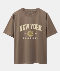 New York Varsity Print Heavy Weight Oversize T-Shirt & Jersey Shorts