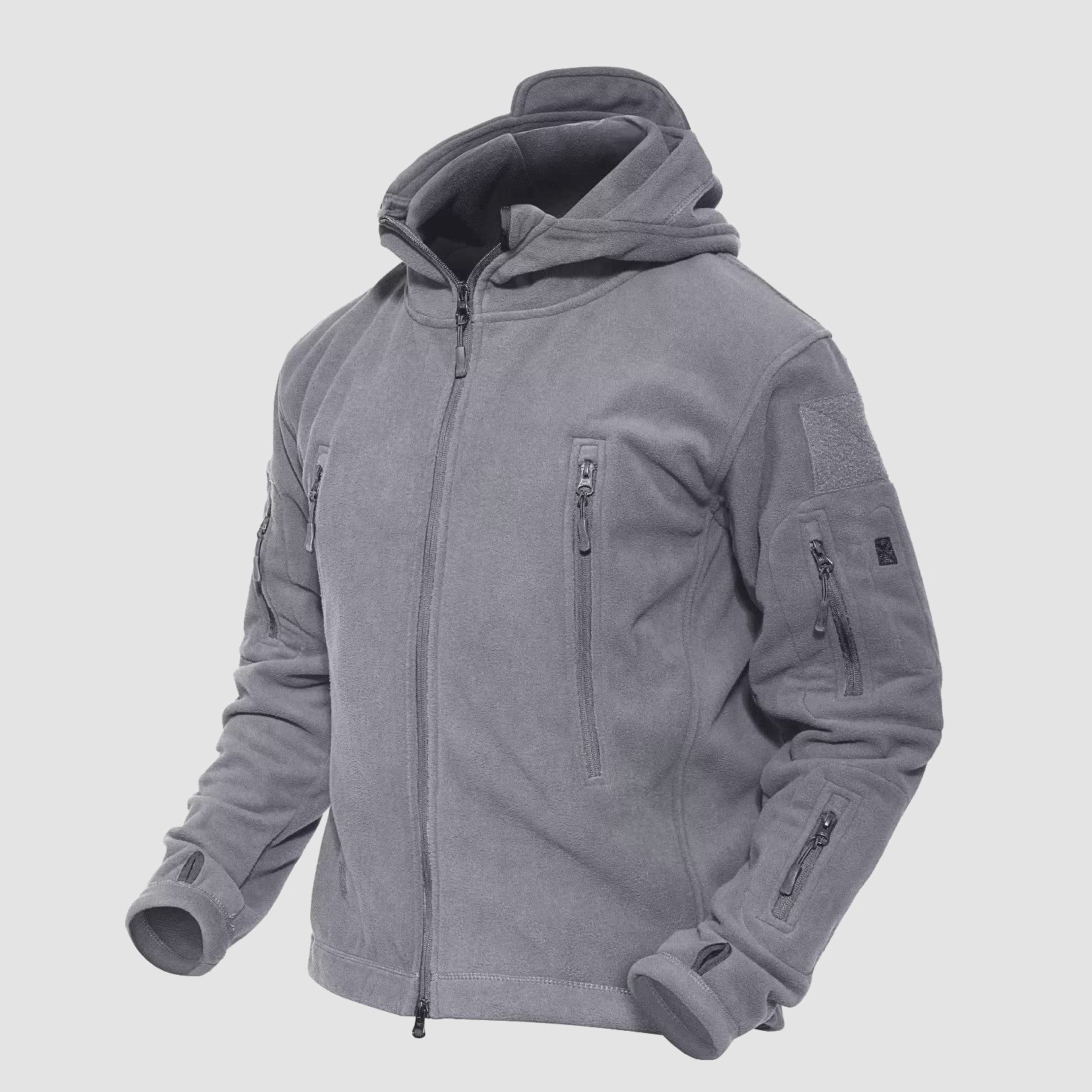 Men's Hoodie Fleece Jacket with 6 Zip-Pockets Warm Winter Jacket Military Tactical Jacket - Image 12